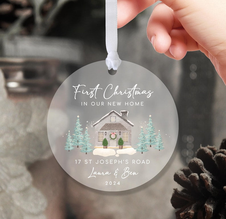 New Home Personalised Frosted Christmas Ornament New Home Gift | Christmas In New Home | First Home 2024 | Christmas Gift | Christmas