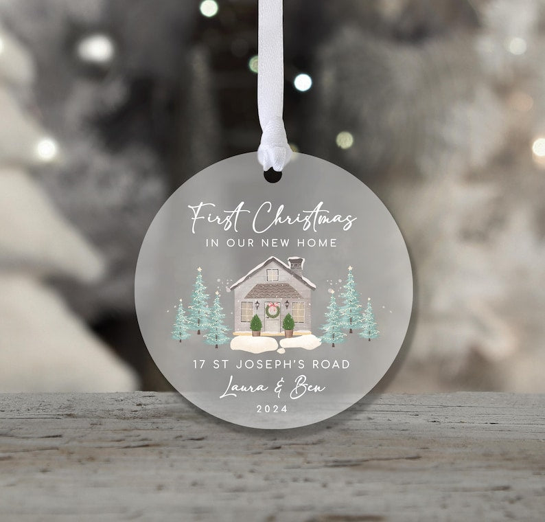 New Home Personalised Frosted Christmas Ornament New Home Gift | Christmas In New Home | First Home 2024 | Christmas Gift | Christmas
