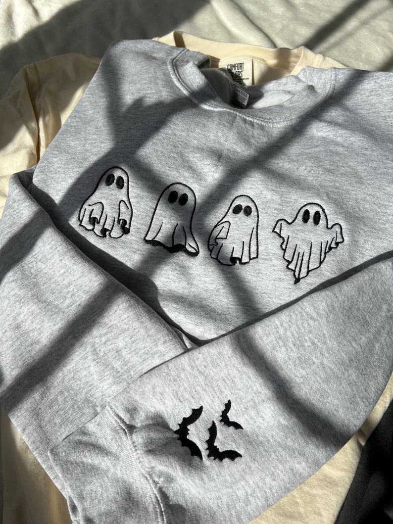 Fall embroidered sweatshirt Halloween embroidered ghost sweatshirt fall embroidered bat sleeve crewneck ghost and bat embroidered sweatshirt il_794xN.6191458204_ec26.jpg