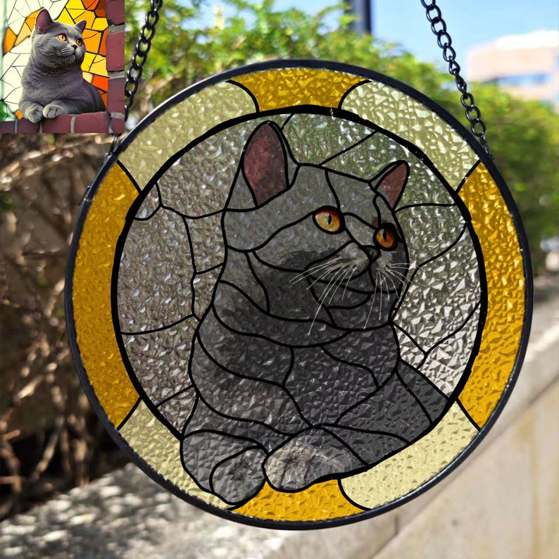 Cusom pet portrait mirror,pet memorial gift,cat gift idea,stained glass panel hot hanging,Personalised gift,custom mirror,Unusual mirror