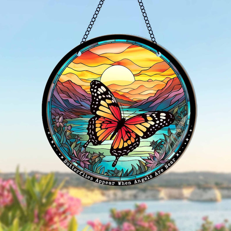 Personalized Butterfly Memorial Suncatcher, Butterfly Window Hangings, Loss Of Loved One Gift, Window Decor, Remembrance Gifts