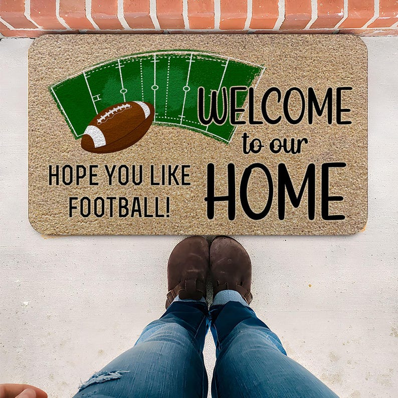 Welcome To Our Home Hope You Like Football, Football Doormat, Touchdown Celebration, Football Season, Sports Fan Gift, Football Home Decor