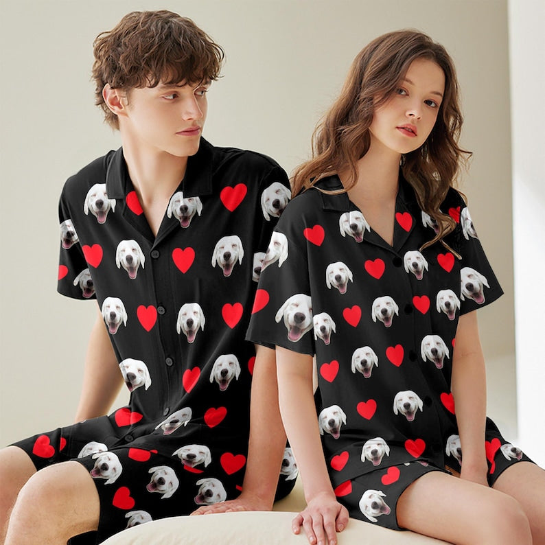 Custom Photo Pajamas,Personalized Face Short Pajama Set for Men/Women,Custom Sleepwear with Photo,Heart Couple PJs,Birthday Gift il_794xN.6193450076_8tqj.jpg