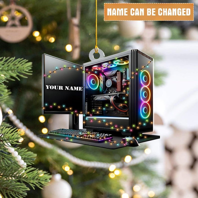 Custom Gaming Computer Christmas Ornament, Christmas Tree Decor, Custom Computer Ornament,Loved Gaming Computer Ornament, Ornament Gift
