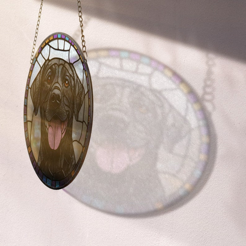 Custom Pet Portrait Suncatcher, Dog Stained Glass, Pet Ornament Gift, Personalized Remembrance