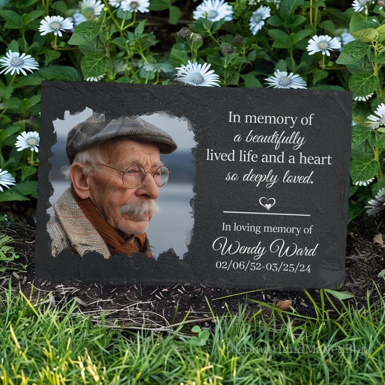 Photo Grave Marker Personalized, Outdoor Memorial Plaque, Remembrance Stone, Memorial Garden Stone, Sympathy Plaque, Gifts for Memorial