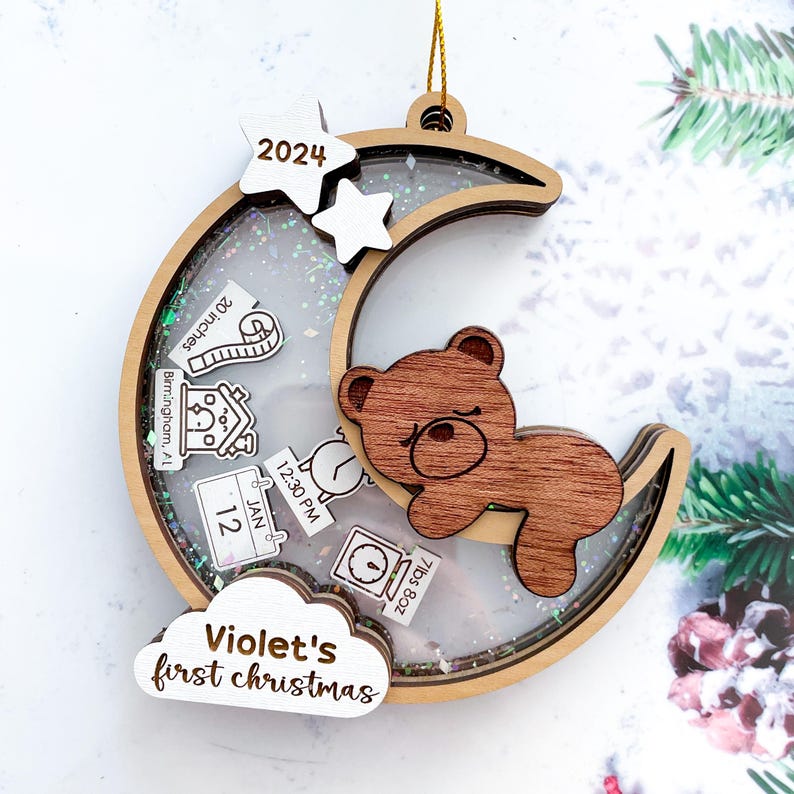 babys first christmas ornament 2024, personalized baby gifts for girl, new baby gift for parents, gifts for baby boy, baby ornament shaker