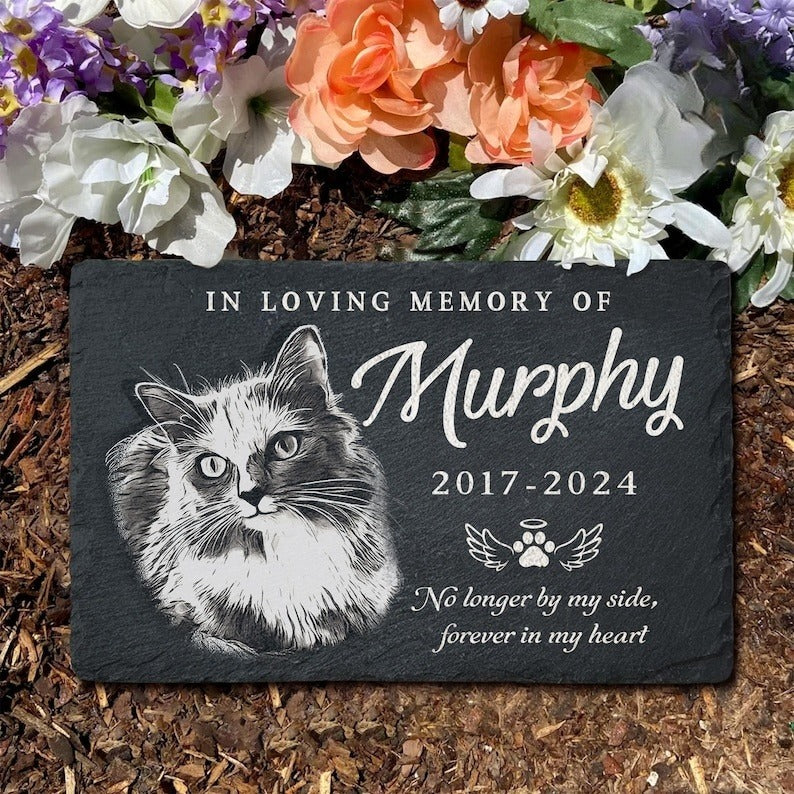 Pet Memorial Stone Dog Memorial Stone Retangle Shape, Memorial Garden Stone Pet Headstone With Photo, Pet Grave Stone Pet Grave Marker Pet Sympathy Gift