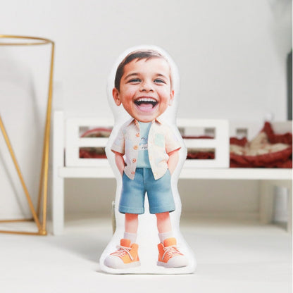 Customized Face Photo Doll,Personalized Gift for Birthday, DIY Cute Girl Image Plush Pillow, Stuffed Doll Shaped Decorative Pillow for Boy
