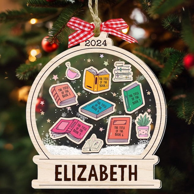 Custom Book Titles Book Lover Christmas Ornament Shaker, Book Lover Ornament, Librarian Ornament, Custom Title of Books, Bookworm Gifts