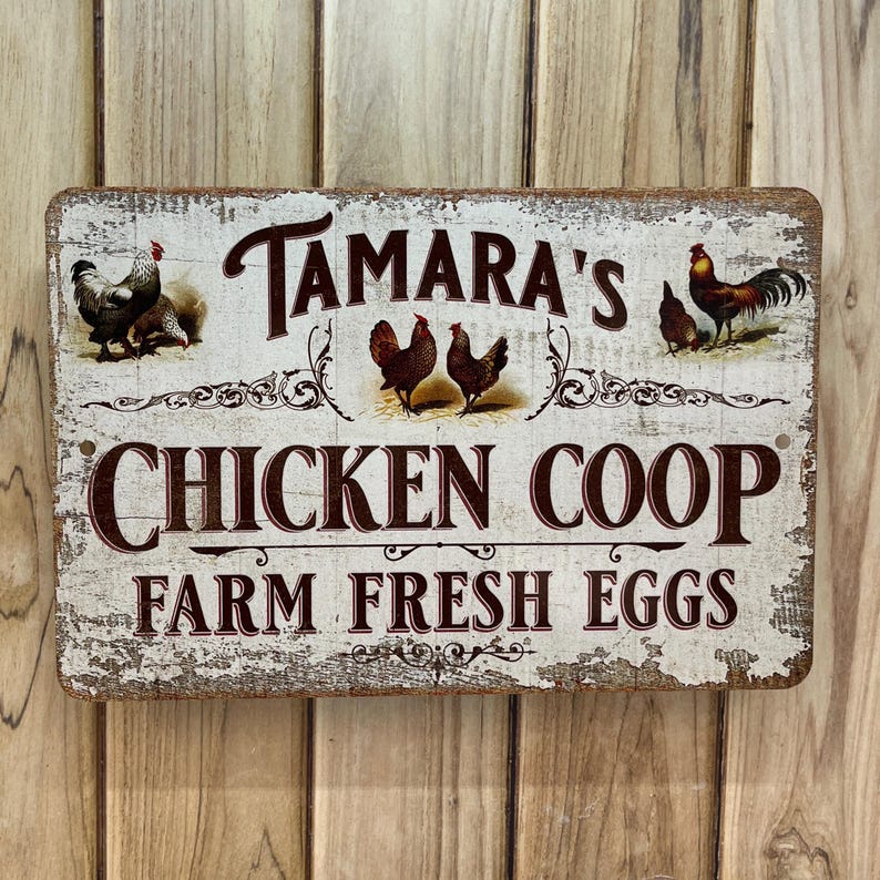 Chicken Coop Sign | Personalized Metal Sign | Vintage Design Custom Chicken Sign, Custom Farm Sign, Chicken Coop Sign, Chicken Farm, Eggs Farmed Sign, Farm Decor, Farmer Signs
