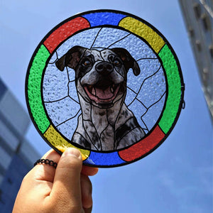 Custom Dog Portrait from Photo, Custom Dog Suncatcher Stained Glass,Stained Glass Dog Memorial Gift,Unique Personalized Gift for Pet Lovers