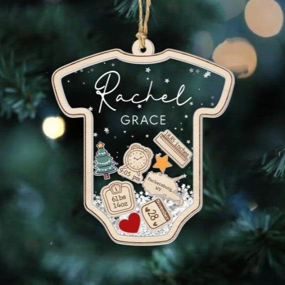Baby's First Christmas Ornament, Baby 1st Christmas Ornament, Custom Baby Name, Custom Newborn Gift, 4D Shake Babies Ornament, Baby Keepsake