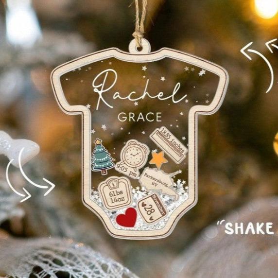 Baby's First Christmas Ornament, Baby 1st Christmas Ornament, Custom Baby Name, Custom Newborn Gift, 4D Shake Babies Ornament, Baby Keepsake