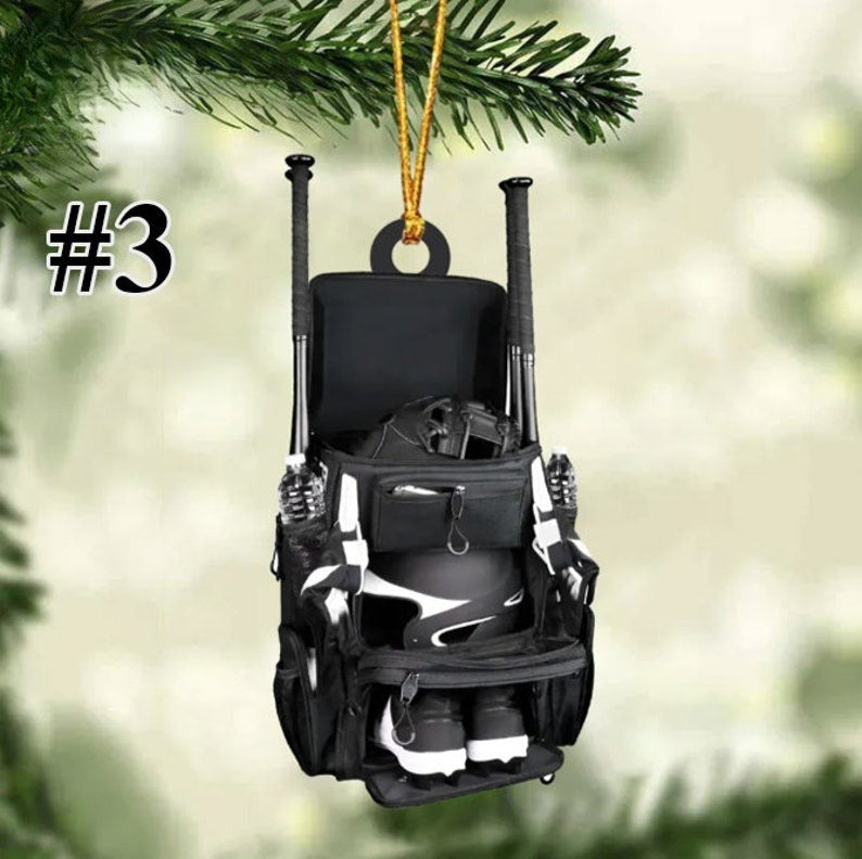 Baseball Bag 2024 Christmas Ornament, Baseball Lover Shaped Ornament, Baseball Player Acrylic/Wooden Ornament, Custom Name Ornament