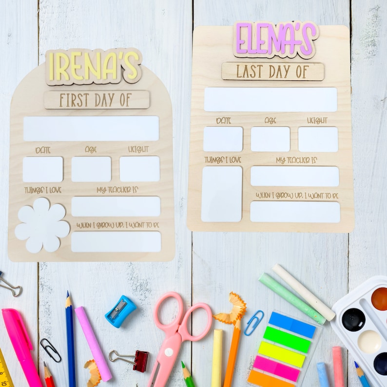 Personalized Back to School, Custom First and Last Day of School Sign, Reusable Dry Erase Board,Interchangeable Name, Photo Prop.