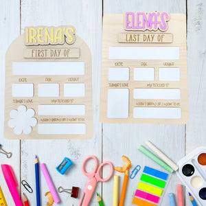 Personalized Back to School, Custom First and Last Day of School Sign, Reusable Dry Erase Board,Interchangeable Name, Photo Prop.