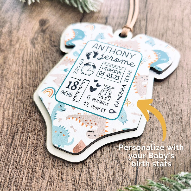 Personalized Baby First Christmas Ornament | Newborn Gift | Custom Holiday Keepsake for New Moms | Baby's Birth Stats Stocking Stuffer Idea