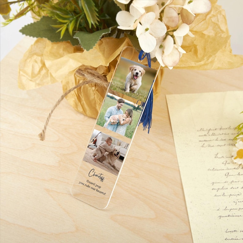 Personalised Acrylic Bookmark for Women Custom Photo Bookmark - Metal Bookmarks with 15 Colors Tassel - Gift for Book Lovers