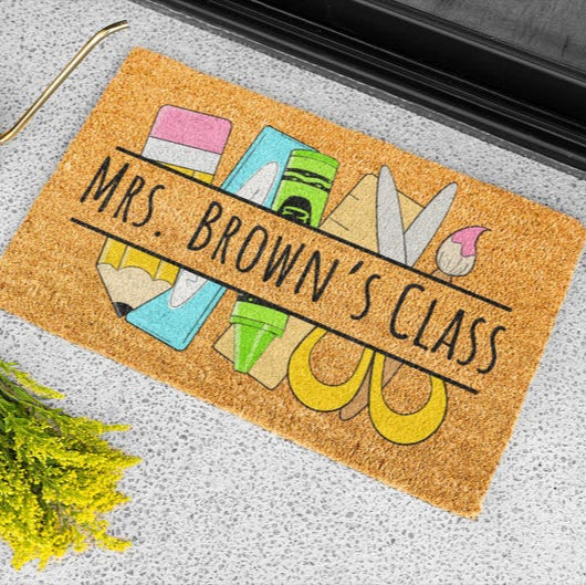 Custom Classroom Doormat, Personalized Classroom Decor, Doormat for Teacher Welcome Mat for Classroom Teacher Appreciation Class Room Decor