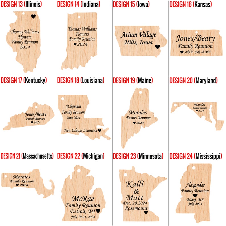 Wooden State Ornament, State Christmas Decor, Personalized State Magnet for Family Reunion, Map State Wedding Favor, Custom State Ornaments