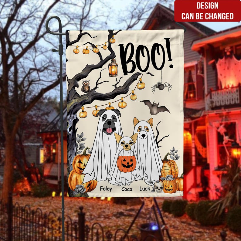Ghost Dog Boo Halloween - Personalized Garden Flag, Gift For Dog Lovers, Home Decor For Halloween, Personalized Pet Yard Flag
