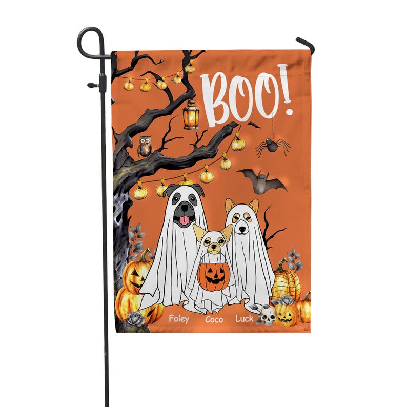 Ghost Dog Boo Halloween - Personalized Garden Flag, Gift For Dog Lovers, Home Decor For Halloween, Personalized Pet Yard Flag