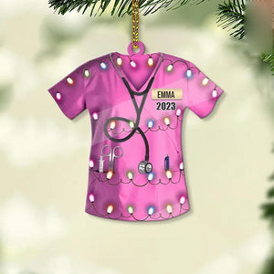 Custom Nurse Uniform Christmas Ornament, Personalized Register Nurse Acrylic Christmas Decor, Nursing 2024 Ornament Gift for Mom Daughter