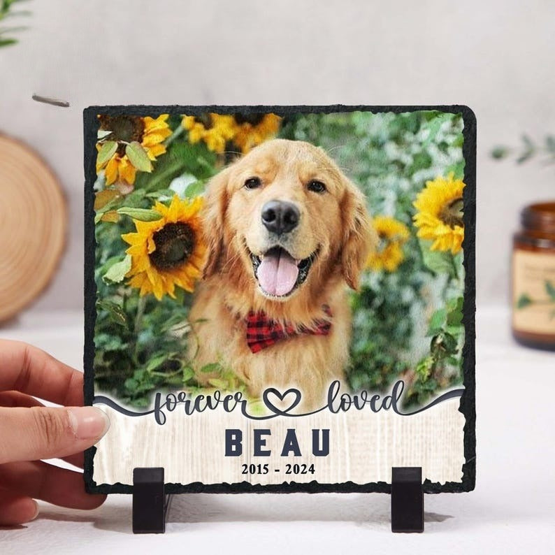 Pet Memorial Stone Dog Memorial Stone Custom Shape Stone, Memorial Garden Stone Pet Headstone With Photo, Pet Grave Stone Pet Grave Marker Pet Sympathy Gift
