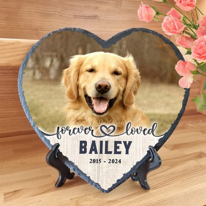 Pet Memorial Stone Dog Memorial Stone Custom Shape Stone, Memorial Garden Stone Pet Headstone With Photo, Pet Grave Stone Pet Grave Marker Pet Sympathy Gift