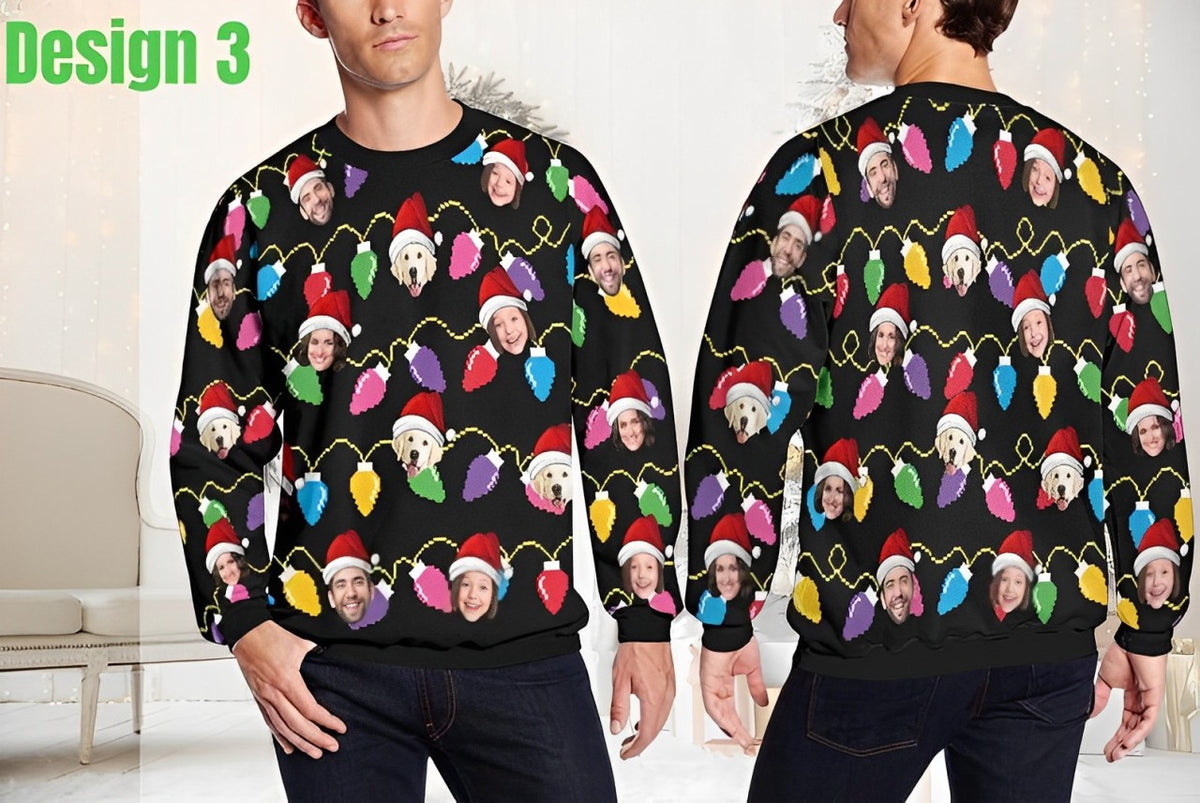 Custom Photo Ugly Christmas Sweatshirt, Custom Face Sweatshirt, Funny Ugly Christmas Sweater, Personalized Ugly Sweater