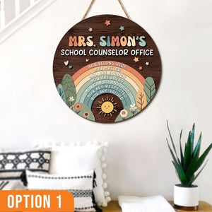 Personalized Teacher Welcome Back To School Gift, Custom 3D Teacher Door Hanger, Guidance Counselor 3D Wooden Name Sign, Rainbow Classroom.