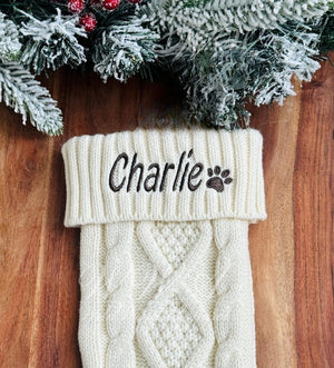 Pet Christmas Stocking, Personalized Embroidered Christmas Stocking, Personalized Pet Stocking, Embroidered Knit Stocking, Dog Stocking