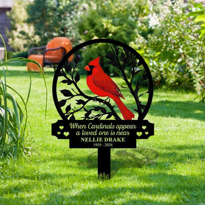 Custom Cardinal Memorial Stake Metal, Cardinal Garden Stakes, Cardinals Appear, Grave Marker, Remembrance Stake, Garden Decor, Outdoor Sign