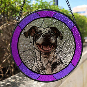 Custom Dog Portrait from Photo, Custom Dog Suncatcher Stained Glass,Stained Glass Dog Memorial Gift,Unique Personalized Gift for Pet Lovers