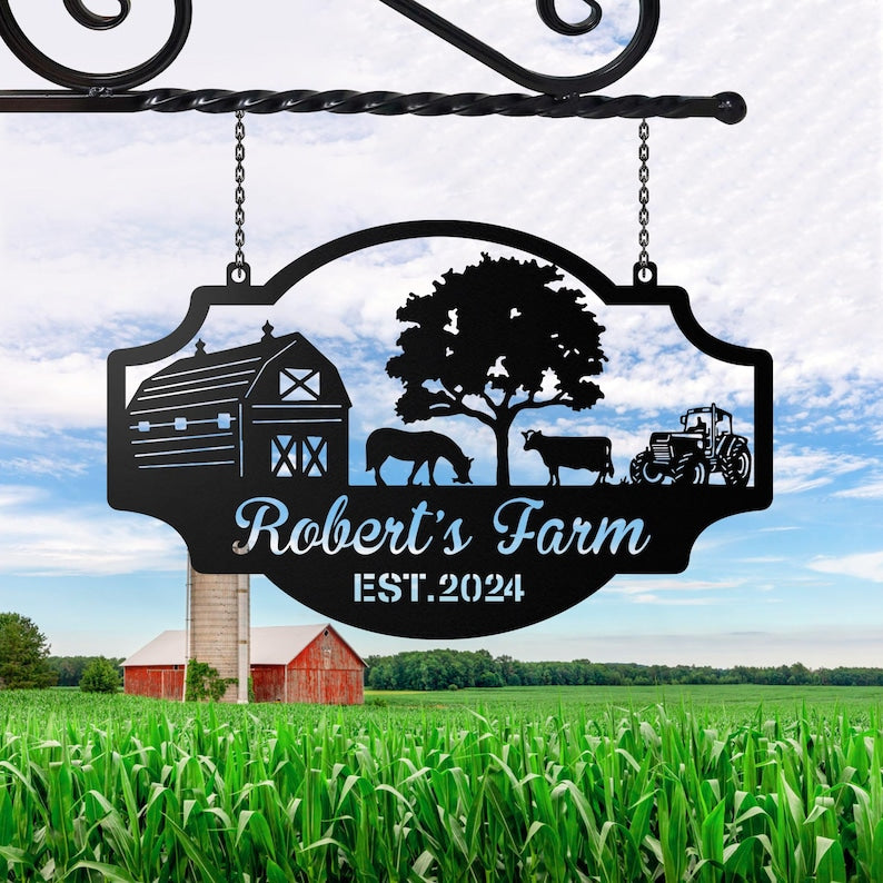 Personalized Metal Farm Sign, Custom Every Farm Sign, Large Farm Sign, Farmville Metal Sign, Farm Gate Sign, Farm Sign with Dog, Cat, Cow