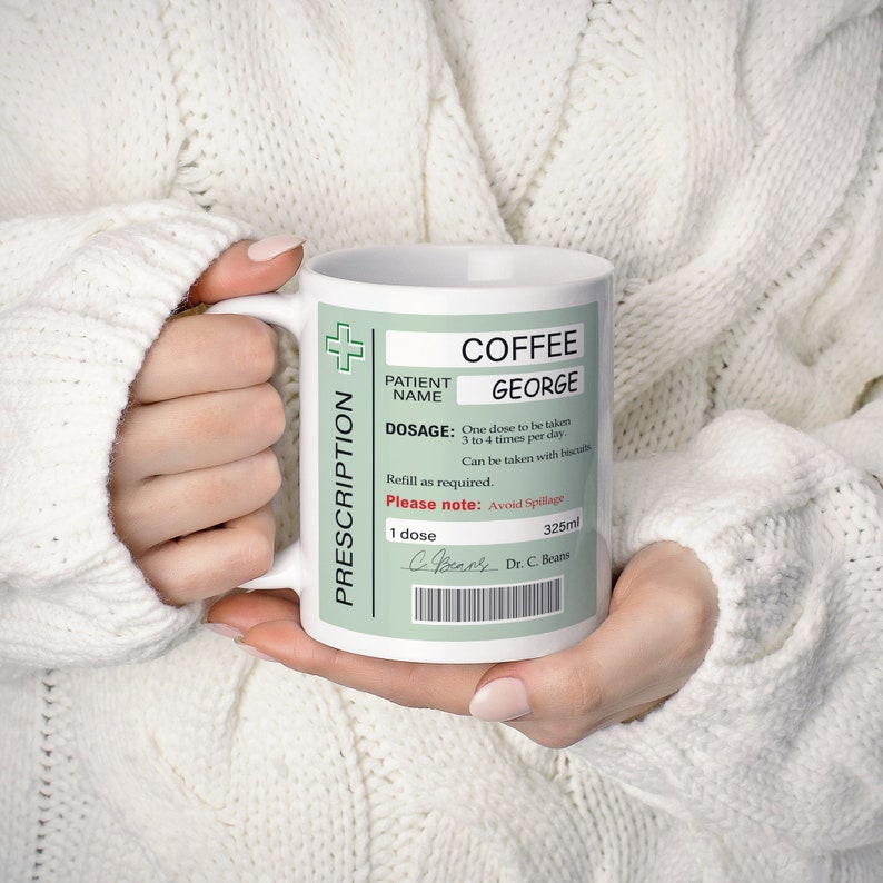 Custom Prescription Mug Gift for Doctor, Personalised Name Prescription Gift For Mum, Leaving Gift, Coffee Mug For Him, Mug For Her