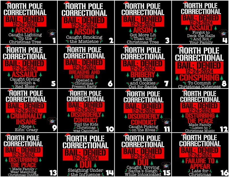 Custom North Pole Correctional Christmas 2024 Shirt, Bail Denied 12-24-2024 shirts, North Pole Christmas Matching Family Tshirt, Funny Tees