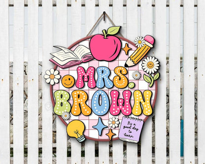 Personalized 3D Teacher Door Hanger, Teacher Appreciation Gifts, Classroom Welcome Sign, Back to School Decor Gift,Groovy Notebook Door Sign