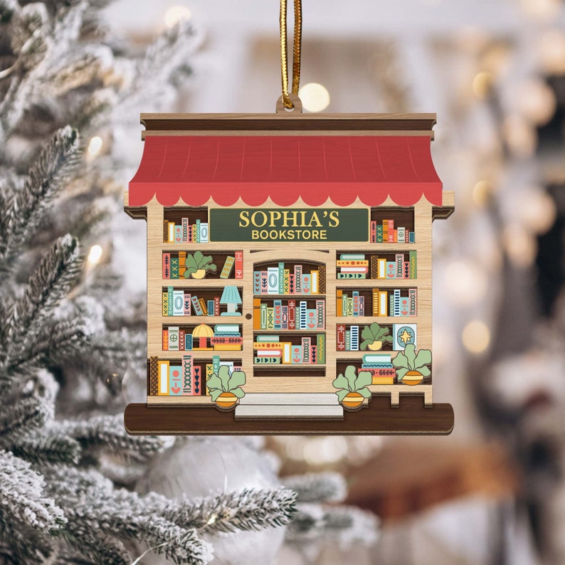 Personalized Christmas BookStore Name Ornament, Custom Bookish Ornament, Book Lover Gift, Bookworm Gifts, Book Club Ornament, Librarian Gift