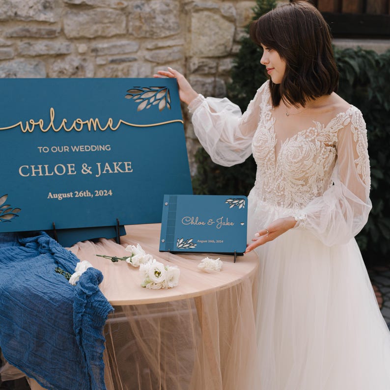 Custom Wooden Wedding Welcome Sign: Rustic Engagement Party Decor