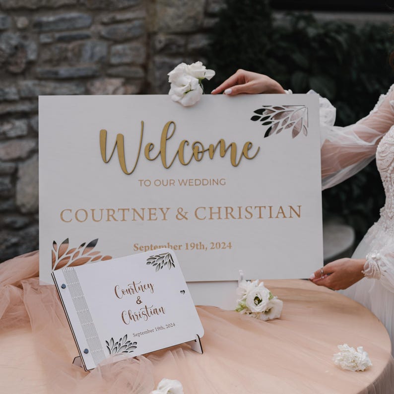 Custom Wooden Wedding Welcome Sign: Rustic Engagement Party Decor