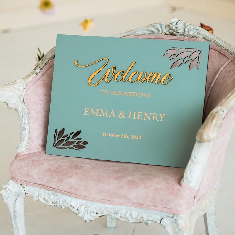 Custom Wooden Wedding Welcome Sign: Rustic Engagement Party Decor
