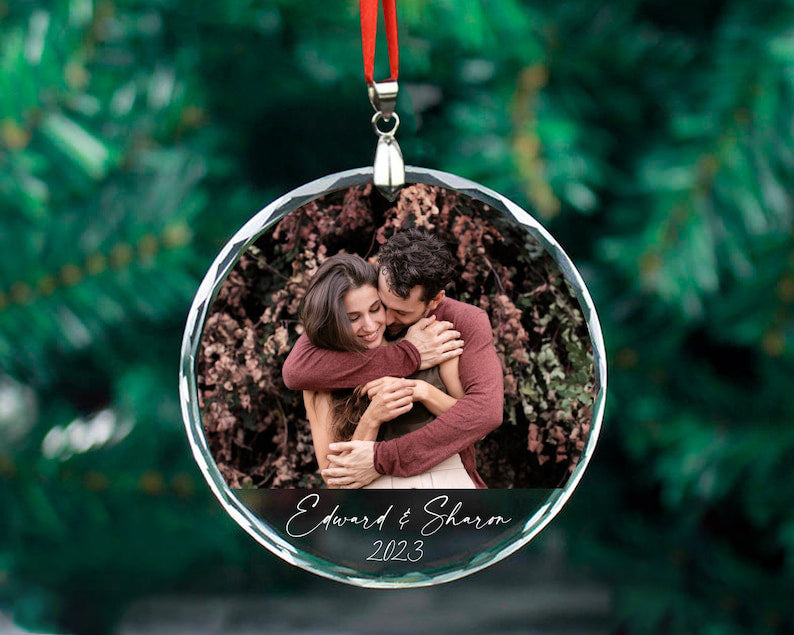 Personalized Photo Ornament, Custom Picture Ornament, Couple Ornament, Couples Gifts, Unique Ornament, Glass Ornament, Keepsake Ornament