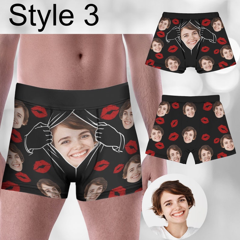 Personalised Face Boxers for Husband,Personalized Face Underwear,Custom Boxers with Face,Funny Photo Underwear for Men,Custom Face Boxers