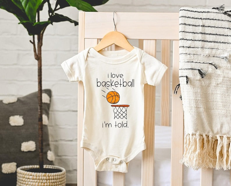 I Love Basketball I'm Told Baby Onesie, Cute Basketball Outfit, Newborn Basketball Fan, Basketball Baby, Baby Shower Gift, Baby Boy