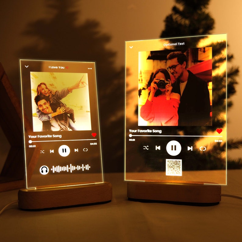 Personalized Photo Night Light Plaque, Music Love Gift, Christmas Gift, Custom Frame, Bedroom Decor, Custom Led Night Light, Gift for her