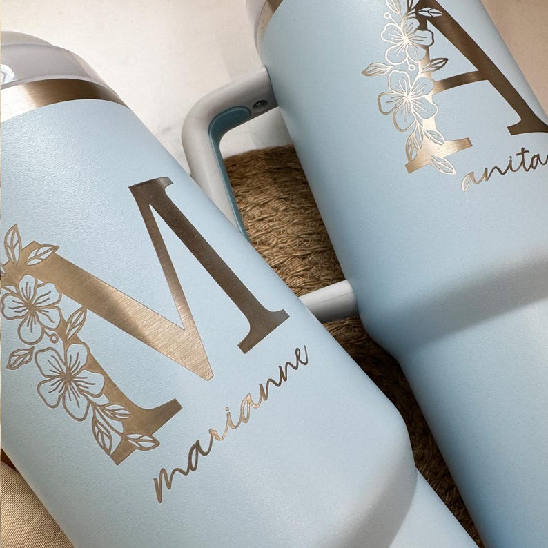 Personalized Tumbler with handle and straw, Bachelorette Party Cups, Bridesmaid Tumblers, Bridal Party Proposal Gift