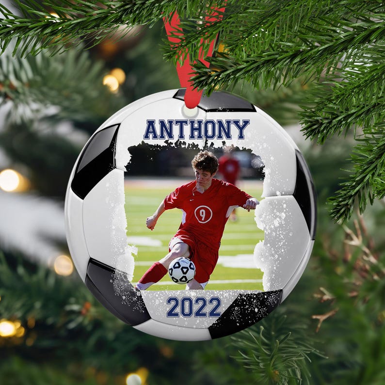 Soccer Picture Ornament Personalized, Soccer Photo Christmas Ornament, Soccer Team Gift, Ornament For Boy, Soccer Keepsake