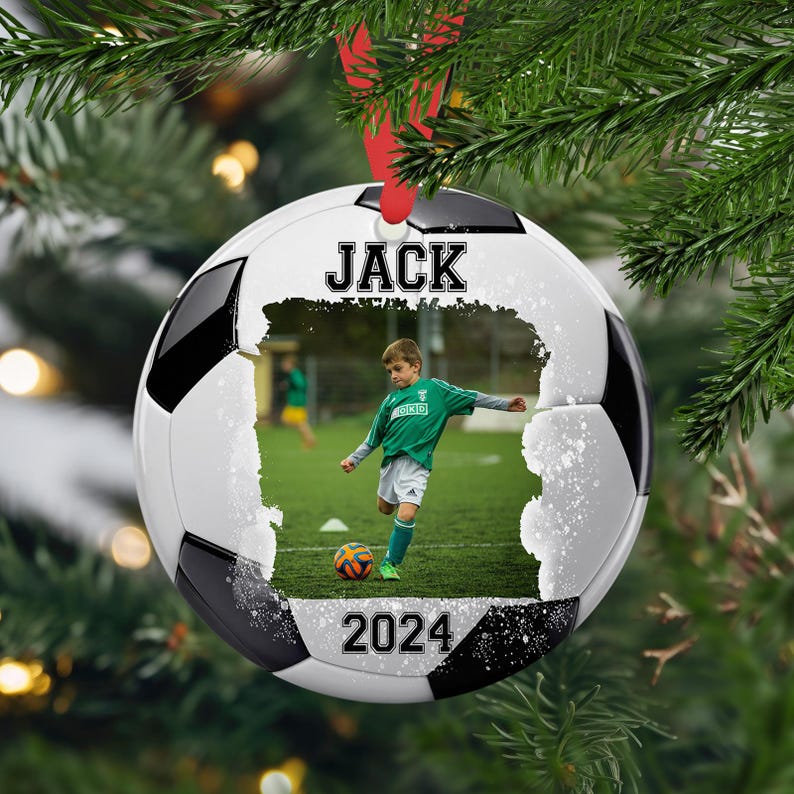 Soccer Picture Ornament Personalized, Soccer Photo Christmas Ornament, Soccer Team Gift, Ornament For Boy, Soccer Keepsake